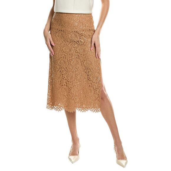 Michael Kors Collection WomensSilk-Blend Lace Skirt, Tan